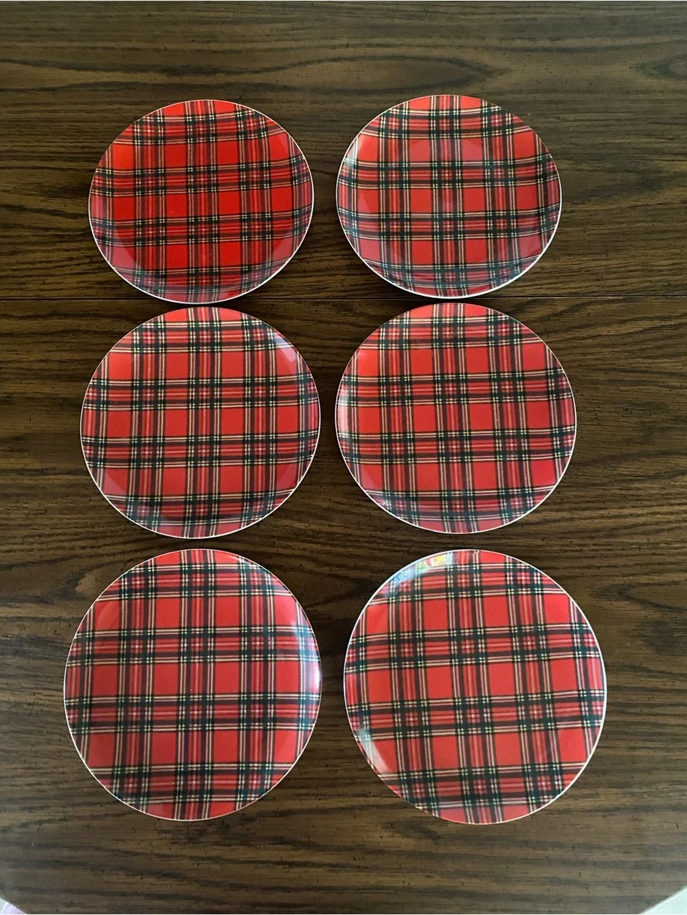 Pier 1 Imports Tartan Plaid Salad Dessert Plates 8.5